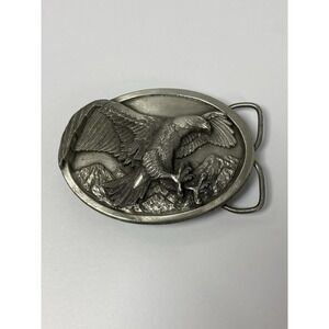 1984 Bergamot Brassworks W-146 Belt Buckle Bald Eagle Landing Vintage USA